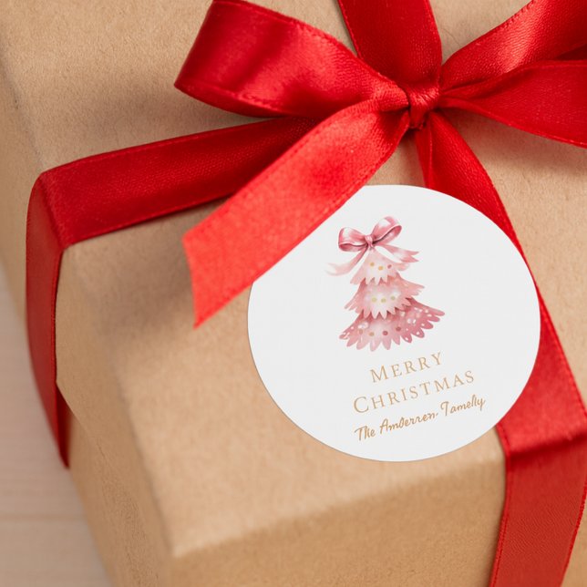 Adesivo Elegant Simple Modern Pink Christmas Tree  (Criador carregado)