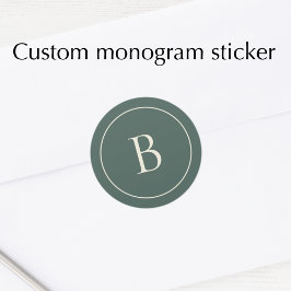 Adesivo Elegant Simple Monogram Pine Green Envelope Seal