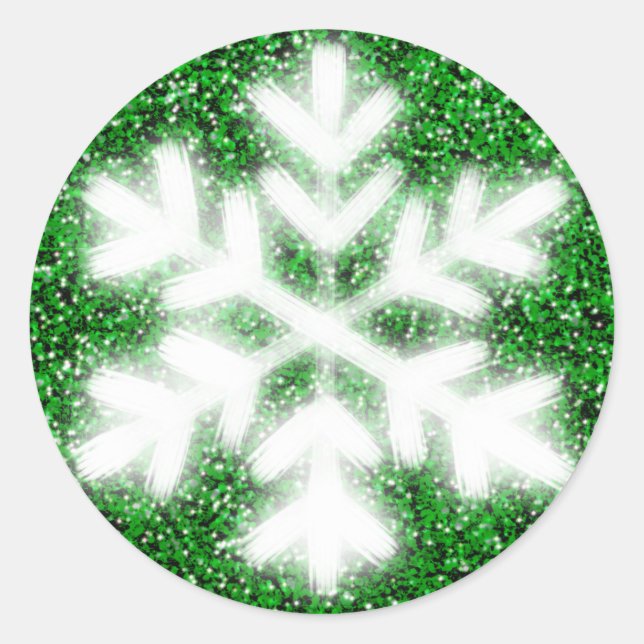 Adesivo Elegant sparkling glitter green frosty snowflake (Frente)