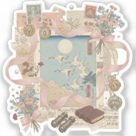 Adesivo Elegant Ukiyoe Collage Art – Vintage JP Beauty