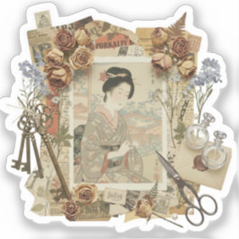 Adesivo Elegant Ukiyoe Collage Art – Vintage JP Beauty