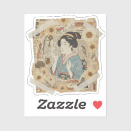 Adesivo Elegant Ukiyoe Collage Art – Vintage JP Beauty