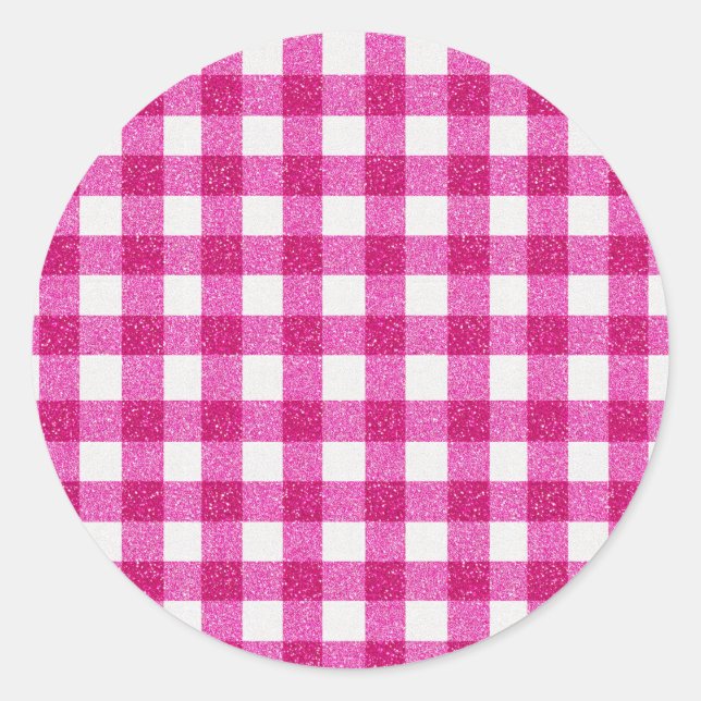 Adesivo Elegant Valentine Pink Glitter Tartan on White (Frente)