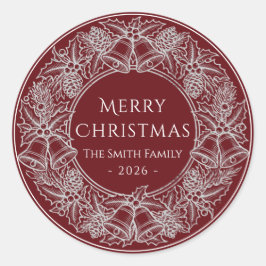 Adesivo Elegant Vintage Burgundy Red White Christmas Holid