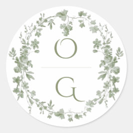 Adesivo Elegant Vintage Sage Green French Floral Wedding 