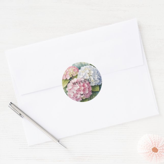 Adesivo Elegant Watercolor Hydrangea Wedding (Envelope)