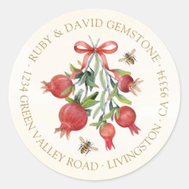 Adesivo Elegant Watercolor Pomegranate Holiday Address