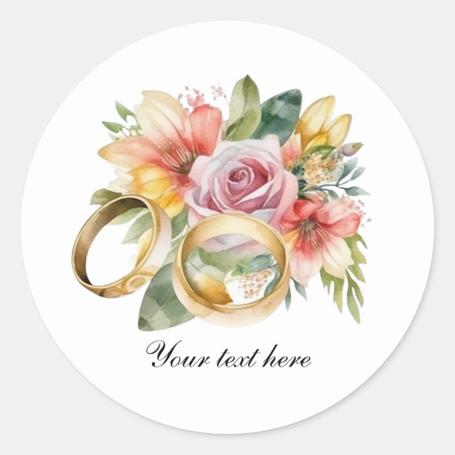 Adesivo Elegant Wedding flowers and rings customizable (Frente)