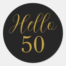 Elegante 50º Aniversário Preto Dourado