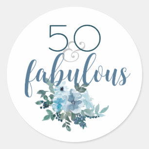 Adesivo Elegante 50 e Fabulosa Blue Floral Watercolor