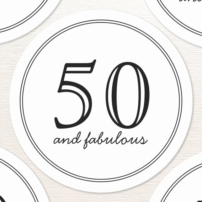 Adesivo Elegante 50 e Fabuloso aniversário da Tipografia M (50 fifty and fabulous custom age sticker)