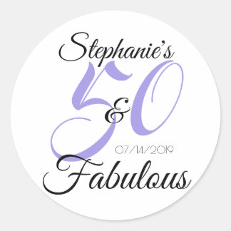 Adesivo Elegante 50 e Fabuloso Aniversário Personalizado