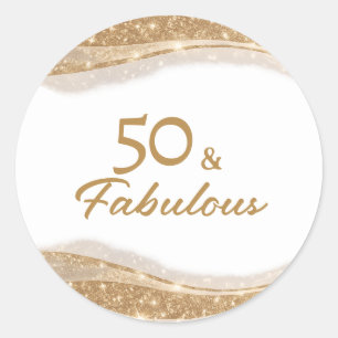 Adesivo Elegante 50 & Fabuloso Aniversário de Ouro