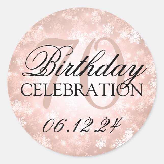 Adesivo Elegante 70 Birthday Copper Winter Wonderland (Frente)