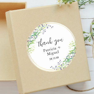 Adesivo Elegante Agradecimento de Casamento Botânico Doura