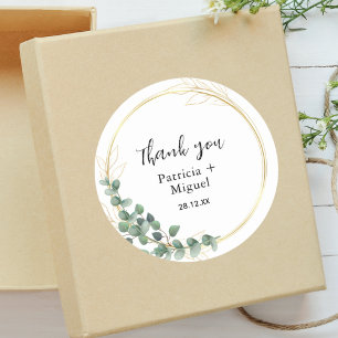 Adesivo Elegante Agradecimento de Casamento Botânico Verde
