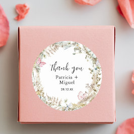 Adesivo Elegante Agradecimento de Casamento com Aquarela d