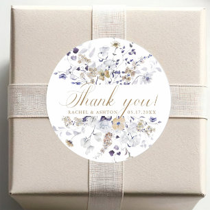 Adesivo Elegante Agradecimento de Casamento Floral Roxo Br