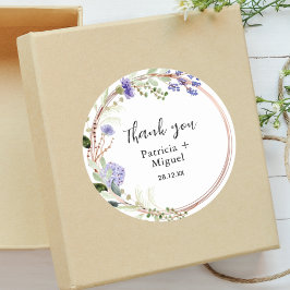 Adesivo Elegante Agradecimento de Casamento Verde Lavanda
