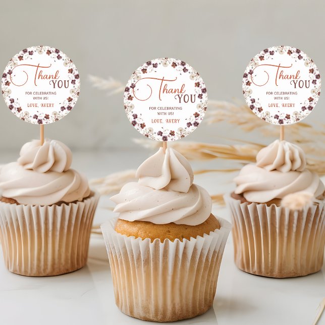 Adesivo Elegante Agradecimento de Chá de Bebê Floral (Criador carregado)