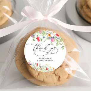 Adesivo Elegante Agradecimento de Chuveiro de Noiva Floral