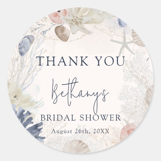 Adesivo Elegante Agradecimento de Chuveiro de Noiva Náutic (Frente)