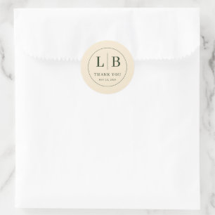 Adesivo Elegante Agradecimento Minimalista Bege