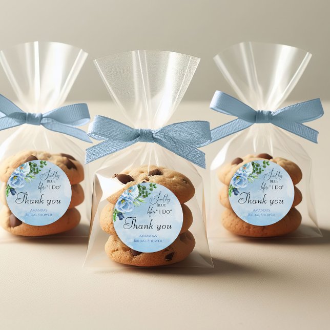 Adesivo Elegante Algo Chá de panela Floral Azul (Criador carregado)