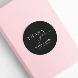 Adesivo Elegante Ampersand Black White Weding Obrigado