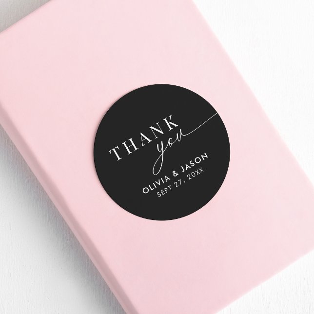 Adesivo Elegante Ampersand Black White Weding Obrigado (Criador carregado)