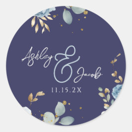 Adesivo Elegante Ampersand Floral Azul Casamento