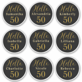Adesivo Elegante Aniversário 50 Preto Dourado Nomes Person