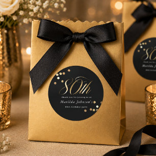 Adesivo Elegante Aniversário de 80 anos Preto e Dourado