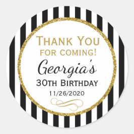 Adesivo Elegante Aniversário Negro Dourado Obrigado Por Et