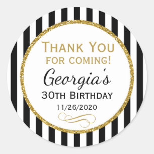 Adesivo Elegante Aniversário Negro Dourado Obrigado Por Et