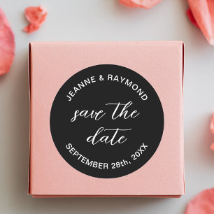 Adesivo Elegante Anúncio de casamento Save the date Preto