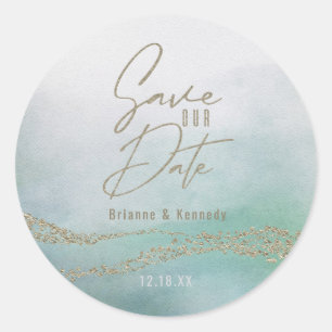 Adesivo Elegante Aqua Oceano Aqua Aqua e Dourado Guarde a