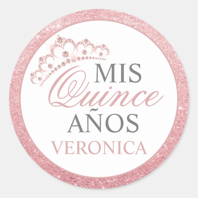 Adesivo Elegante Aquañera Quince Espanhol Rosa (Frente)