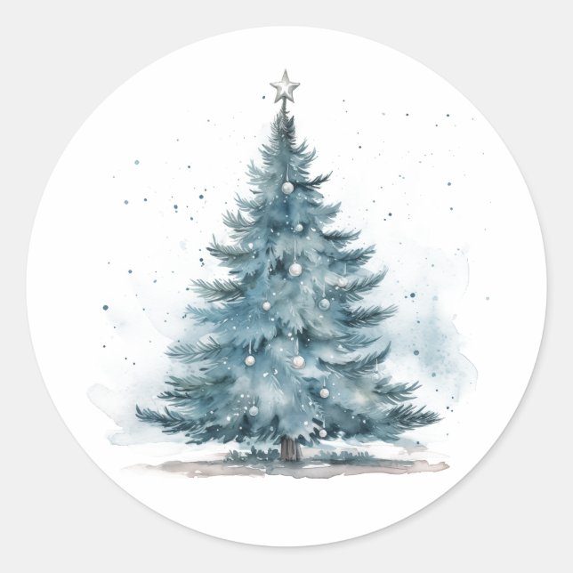 Adesivo Elegante Aquarela Blue Silver Winter Wonderland (Frente)