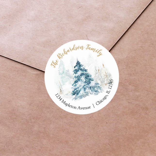 Adesivo Elegante aquarela Endereço de devolução da árvore  (Criador carregado)