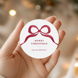 Adesivo Elegante Arco Vermelho de Aquarela Feliz Natal