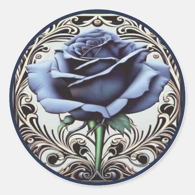 Adesivo Elegante Art Nouveau Blue Rosa Design (Frente)