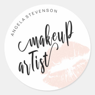 Adesivo Elegante artista de lábios cor-de-rosa-pincelada