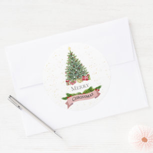 Adesivo Elegante Árvore de Natal Estrela de Ouro Minimalis