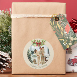 Adesivo Elegante Azevinho e Arco Vermelho de Natal - 