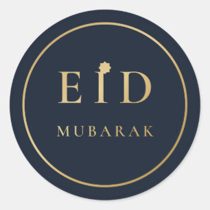 Adesivo Elegante Azul Marinho e Dourado Eid Mubara