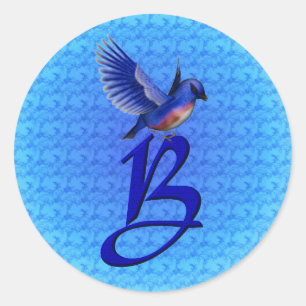 Adesivo Elegante B inicial do Monograma do Bluebird