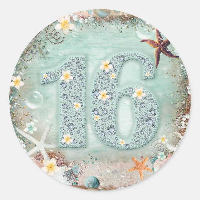 Adesivo Elegante Beach Sea Starfish & Pearls Diamond 16 (Frente)
