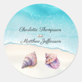 Adesivo Elegante Beach Wedding Seashells Pearls Náutico