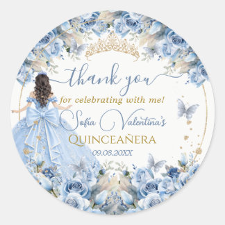 Adesivo Elegante Bebê Azul Dourado Quinceañera Princesa La